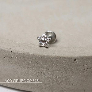 Labret flor de zircônias - Titânio ASTM F-136