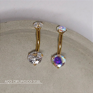 Bananabell zircônia PVD Gold - Aço Cirúrgico 316L