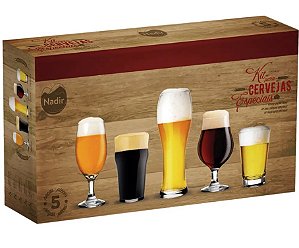 Conjunto de copos especiais para cerveja Nadir - 5 peças