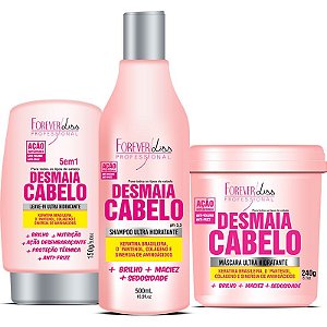 Kit Forever Liss  Desmaia Cabelo - Máscara 240g + Shampoo 500ml + Leave in 150g