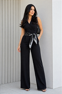 Lenço Estampado Preto