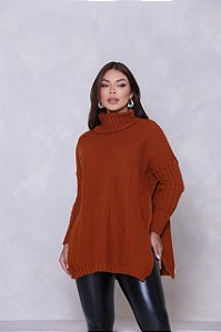 Blusa Tricô Gola Alta Caramelo