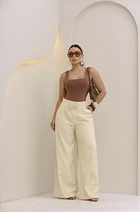 Calça Pantalona Paloma Bege