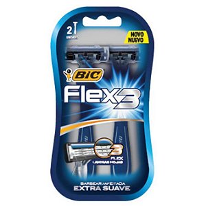 Aparelho de Barbear Bic Descartável Flex 3 Lâminas 2 Unidades