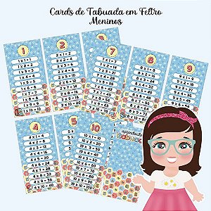 FELTRO ESTAMPADO - CARDS TABUADA MENINOS