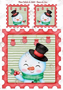 FELTRO ESTAMPADO - SELINHO DE NATAL BONECO DE NEVE