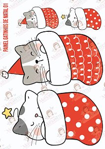 PAINEL ESTAMPADO - GATINHOS DE NATAL 01