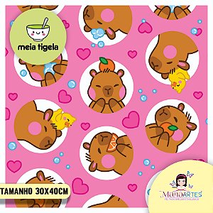 FELTRO CAPIVARA BUBBLE LOVE - ROSA