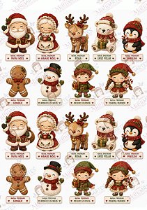 Painel de Feltro Estampado Natal Premium – Personagens de Natal