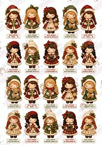 Painel de Feltro Estampado Natal Premium – Meninas Natalinas