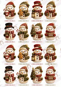 Painel de Feltro Estampado Natal Premium – Bonecos de Neve