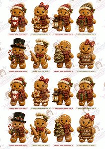 Painel de Feltro Estampado Natal Premium – Biscoitos de Gengibre