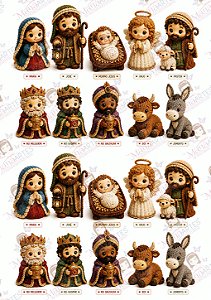 Painel de Feltro Estampado Presépio de Natal – Sagrada Família e Reis Magos