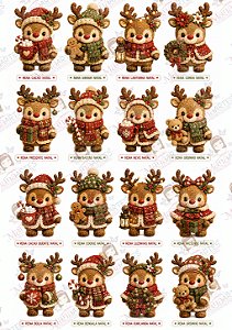 Painel de Feltro Estampado Natal Premium – Renas de Natal