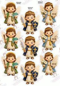 Painel de Feltro Estampado Aconchego de Fé – Arcanjos São Miguel, São Gabriel e São Rafael