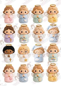 Painel de Feltro Estampado Aconchego de Fé – Anjinhos Cute