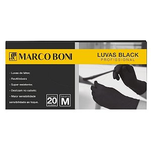 Luva Marco Boni Black M com 20 unidades