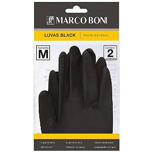 Luva Marco Boni Black Latex M 2un. Ref. 1496
