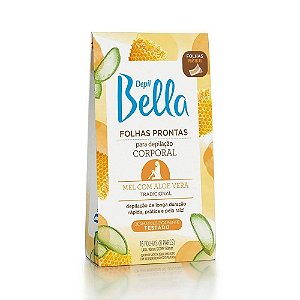 Folhas Prontas Corporal Mel Com Aloe Vera 8 Pares Depil Bella