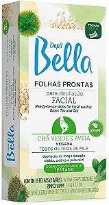 Folhas Prontas Facial CHá Verde 8 Pares Depil Bella