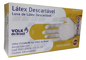 Luva Descartável Látex Grande C/100un. Volk