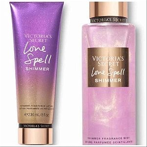 Kit Victoria Secrets Creme + Splash Shimmer Love Spell com Brilho
