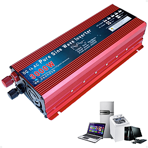 Inversor de Tensão Off Grid 24v 110v 127v 1500w 3000w Onda Senoidal Pura 60hz