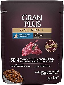 Ração Úmida Gran Plus Sachê Gourmet Ovelha para Gatos Castrados 85g