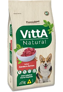 Ração Vitta Natural Cães Adultos Porte Pequeno Carne & Arroz 15kg