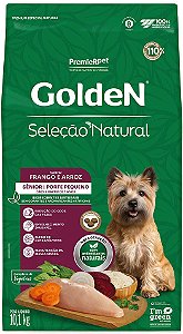 Ração Golden Seleção Natural para Cães Sênior de Porte Pequeno Sabor Frango e Arroz 10,1 Kg