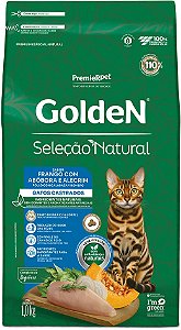 Ração Golden Seleção Natural Gatos Castrados Frango com Abóbora e Alecrim
