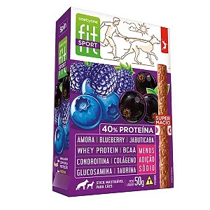 Petisco Stick Fit Spin Pet Sport Amora Blueberry e Jabuticaba 50g