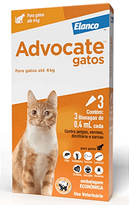 Antipulgas Advocate para Gatos de até 4kg 0,4ml 3 Pipetas