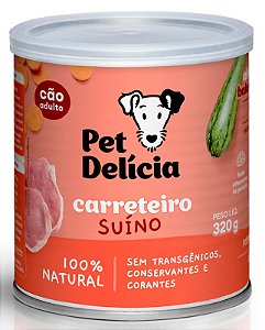 Alimento Úmido Natural Pet Delícia Carreteiro Suíno Cães Adultos 320g