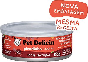 Ração Úmida Natural Pet Delícia Picadinho de Carne para Gatos Adultos 110g