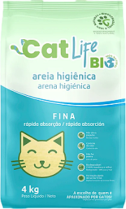 Areia Higiênica Cat Life Bio Grãos Finos para Gatos 4 Kg