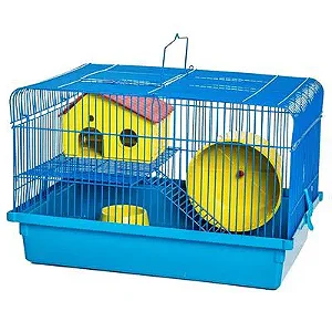 Gaiola Hamster Jel Plast 2 Andares Horizontal Aramado Azul
