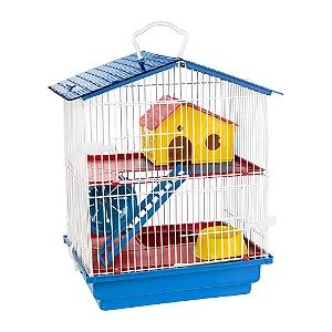 Gaiola Hamster 2 Andares Teto Plástico Azul