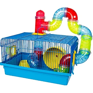 Gaiola para Hamsters Tubo Luxo Azul