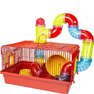 Gaiola para Hamsters Tubo Luxo Vermelha