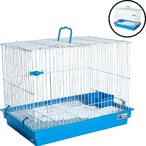 Gaiola Jel Plast para Coelhos Teto Reto Azul