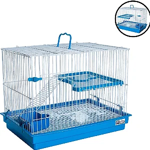 Gaiola Grande com Andar para Coelho, Porquinho da Índia e Chinchila Azul