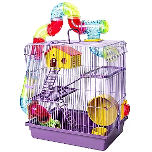 Gaiola para Hamster Tubo Super Luxo 3 Andares Lilás