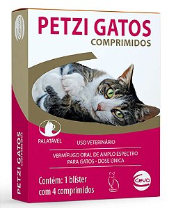 Vermífugo Petzi para Gatos Ceva - 4 comprimidos