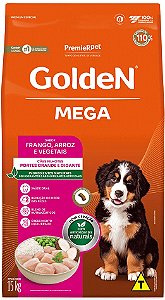 Ração Golden Mega Cães Filhotes Raças Grandes Frango E Arroz 15 Kg