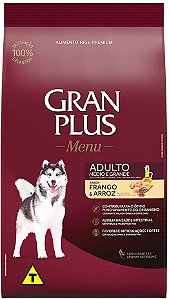 Ração Gran Plus Menu Frango e Arroz para Cães Adultos