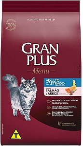 Ração Gran Plus Menu Salmão e Arroz para Gatos Castrados