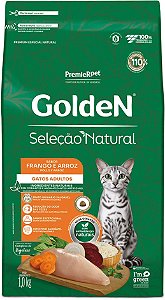 Ração Golden Seleção Natural para Gatos Adultos sabor Frango e Arroz