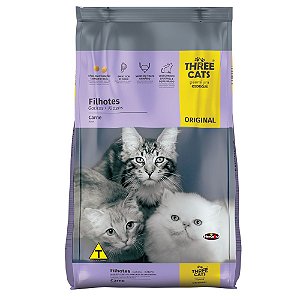 Ração Three Cats Original Sabor Carne para Gatos Filhotes