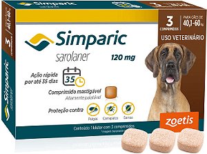Antipulgas Zoetis Simparic 120mg para cães 40,1 a 60 Kg